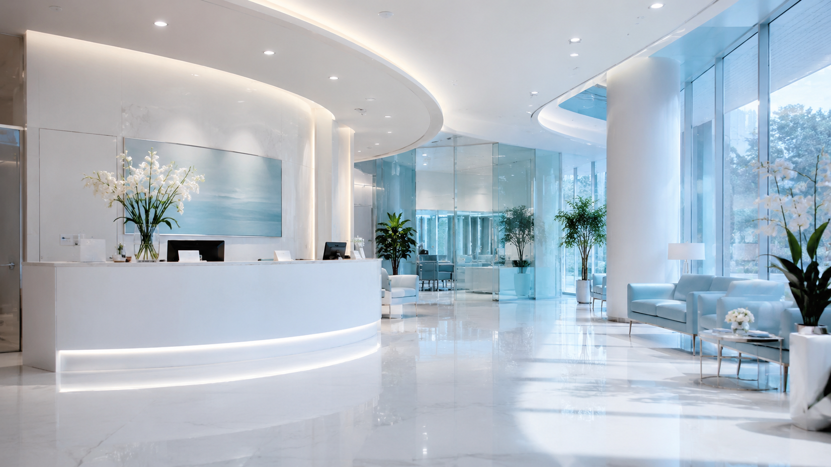 Calm, modern dental clinic reception