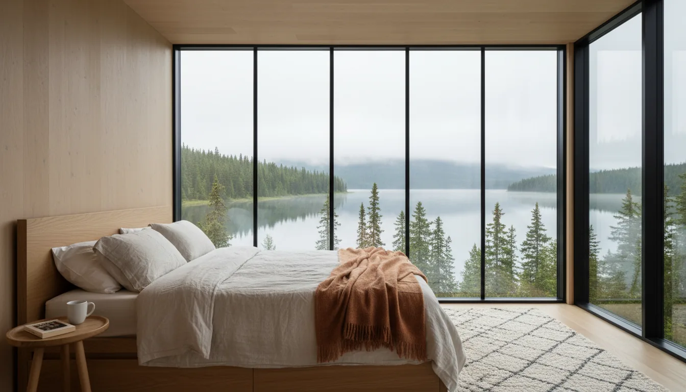 Bedroom with lake view